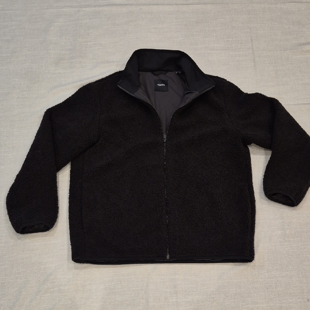 Theory Jacket, Men's  Black Glacial Sherpa fleece, Full Zip Bomber, XL - Picture 2 of 7